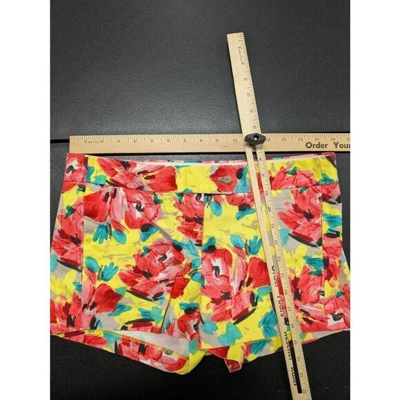 J Crew Factory Yellow Red Floral Stretch Shorts Women's Size 6 - Picture 4 of 4